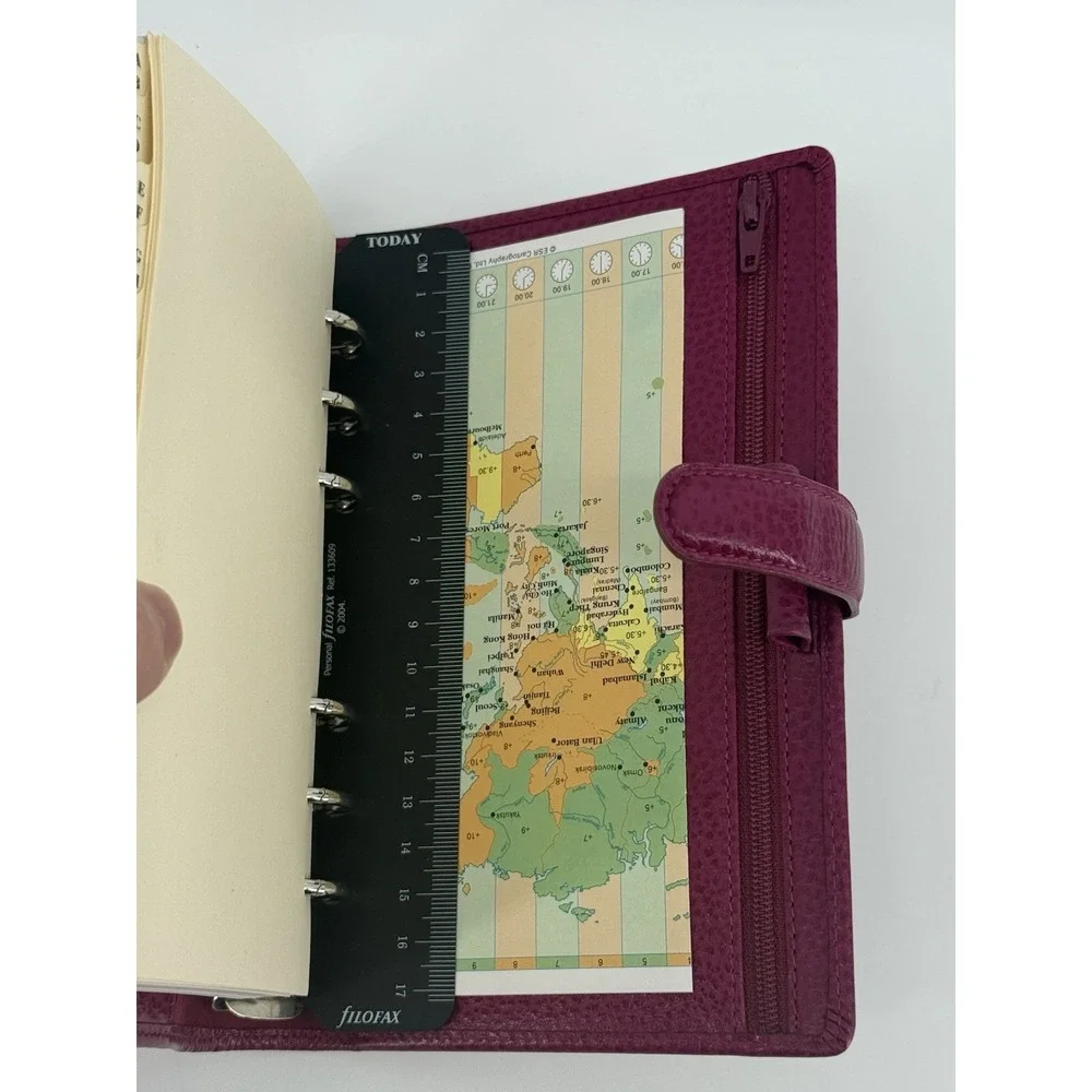 Filofax Raspberry Leather Finsbury Personal Organizer Planner 7.5